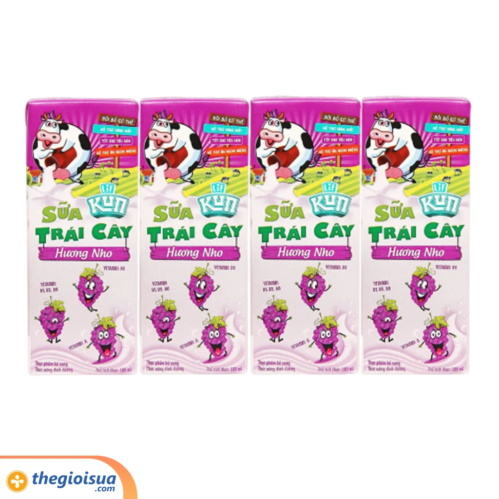 Sữa trái cây Lif Kun hương nho 180ml