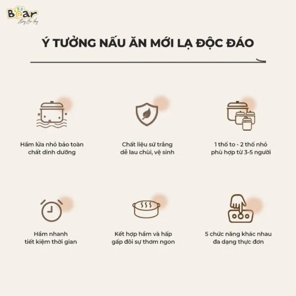 Nồi nấu chậm Bear 1.6L SB-NNC16