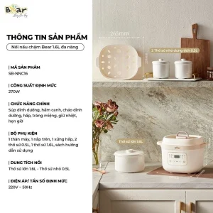 Nồi nấu chậm Bear 1.6L SB-NNC16