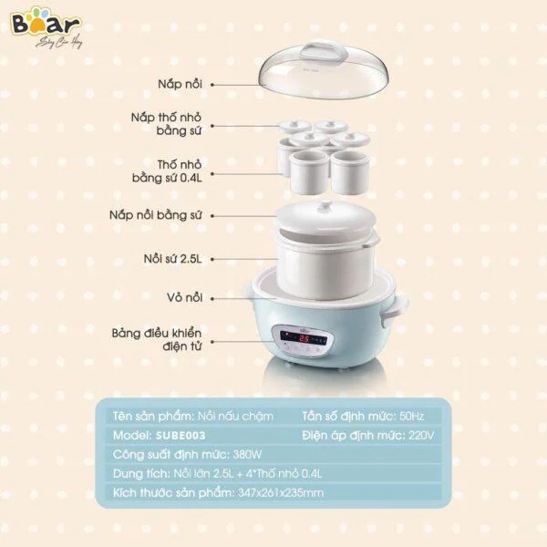 Nồi nấu chậm Bear 2.5L SUBE003