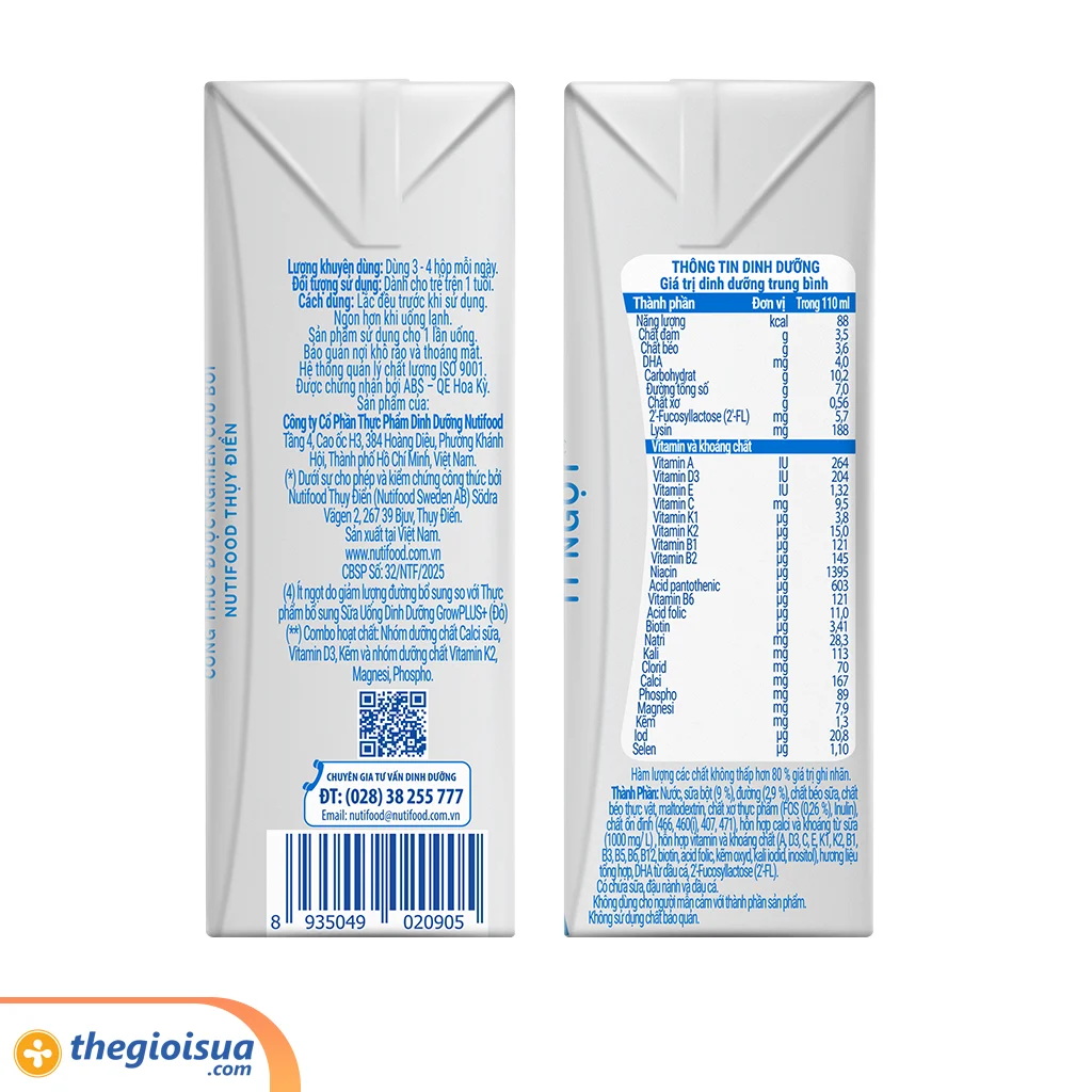 Sữa dinh dưỡng pha sẵn Nuvi Grow Height 110ml