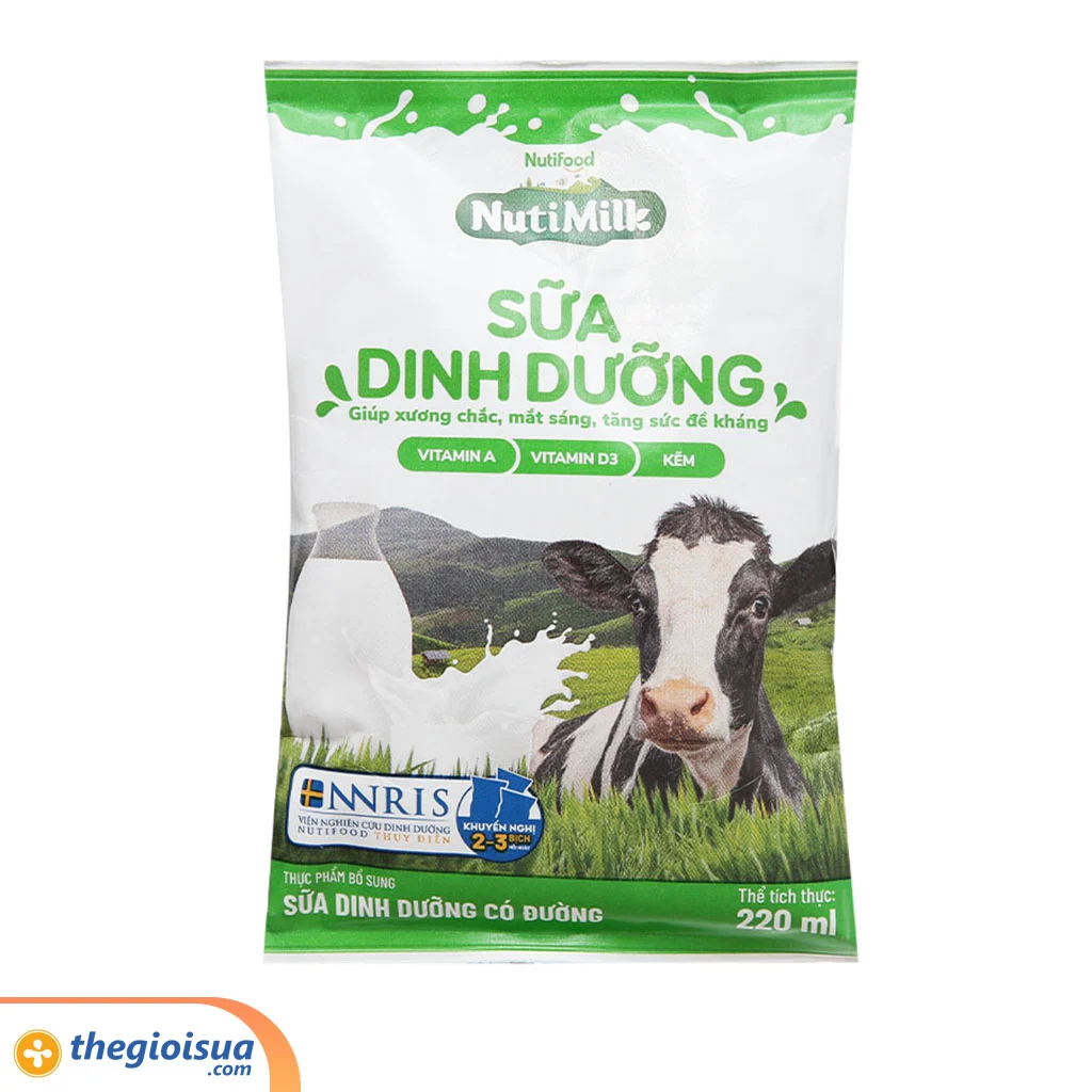 Sữa uống NutiMilk có đường 220ml