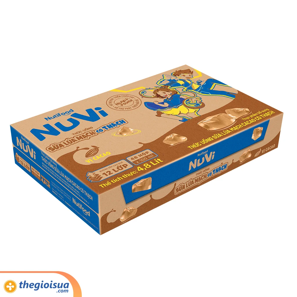 Sữa uống NuVi Lúa Mạch Cacao Có Thạch 100 ml