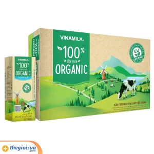 Sữa tươi tiệt trùng Vinamilk 100% Organic không đường 180ml