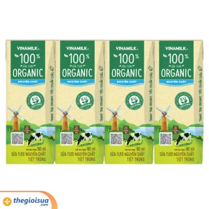 Sữa tươi tiệt trùng Vinamilk 100% Organic không đường 180ml