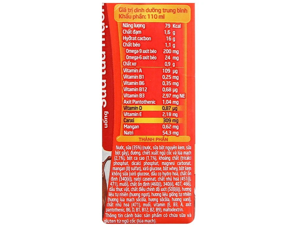 Sữa Ovaltine lúa mạch x2 canxi socola 110ml