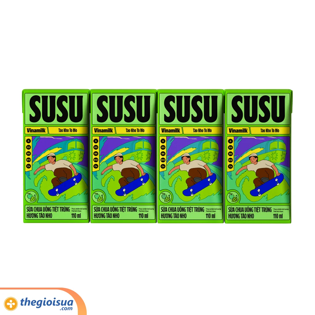 Sữa chua uống tiệt trùng hương Táo nho Susu 110ml