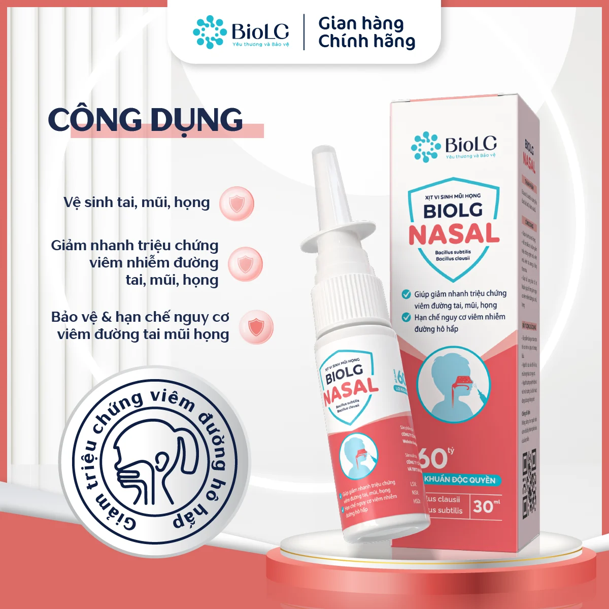 Xịt vi sinh mũi họng BioLG NASAL 30ml