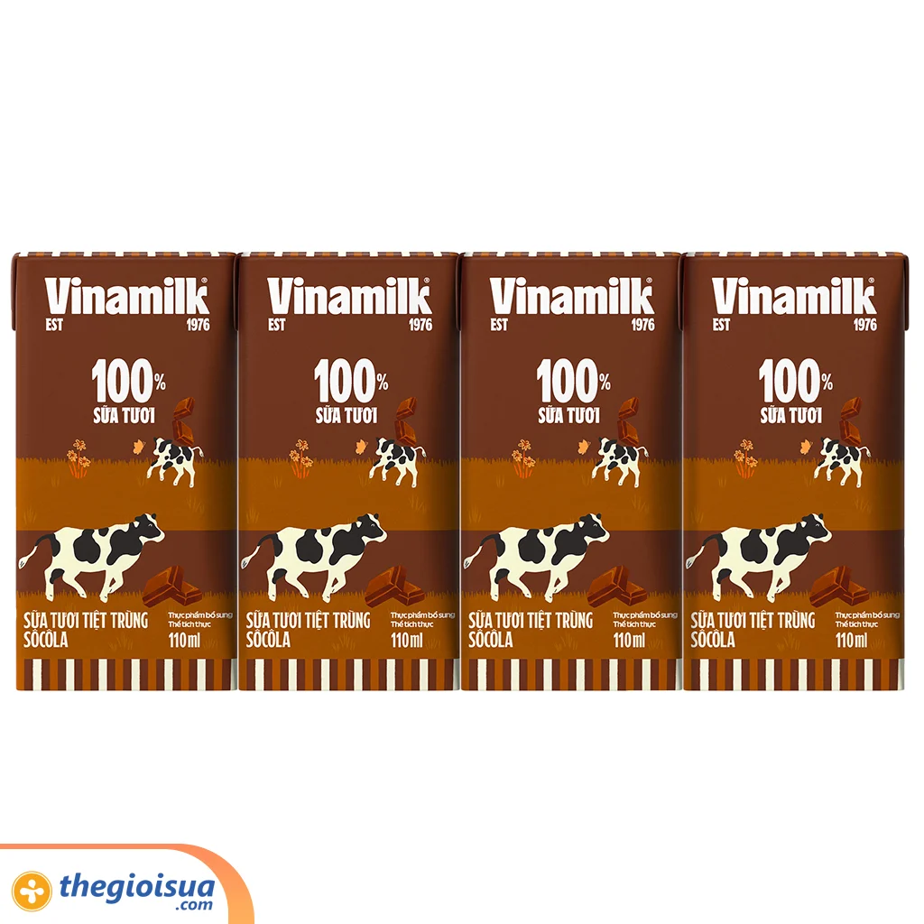 Sữa tươi tiệt trùng Vinamilk 100% Socola 110ml