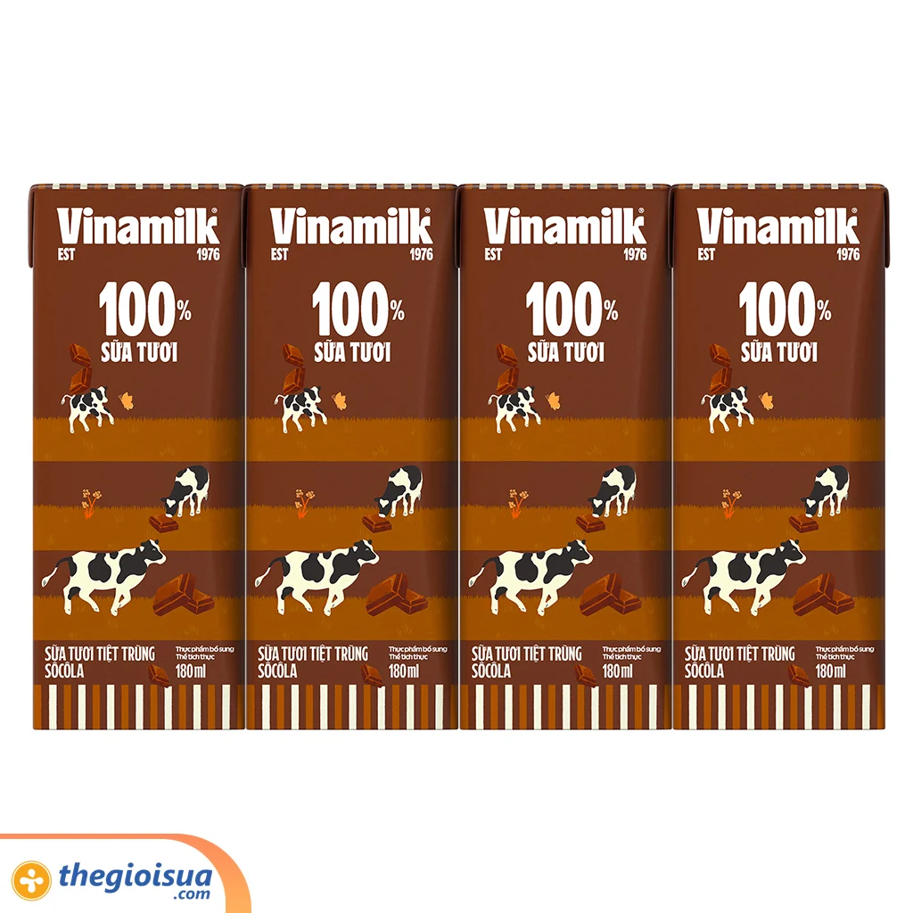 Sữa tươi tiệt trùng Vinamilk 100% Socola lốc 4x180ml