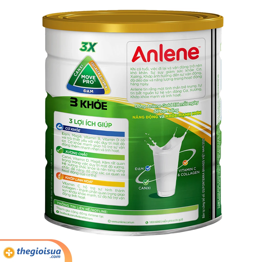 Sữa bột Anlene Gold 3X hương Vani 800g