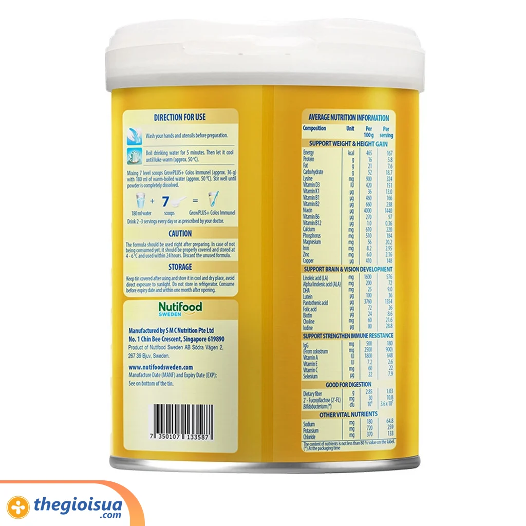 Sữa bột công thức GrowPlus+ Colos Immunel 1+ (1-2tuổi) 800g