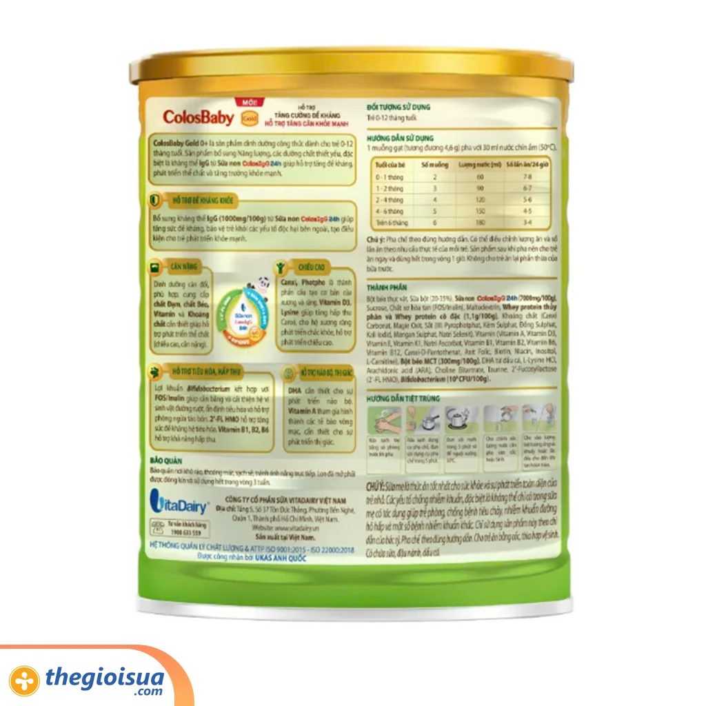 Sữa bột dinh dưỡng công thức ColosBaby Gold 0+ 800g