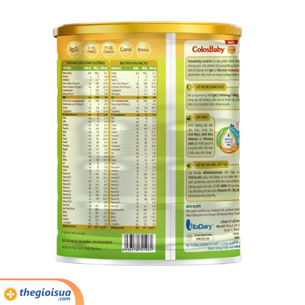 Sữa bột dinh dưỡng công thức ColosBaby Gold 0+ 800g
