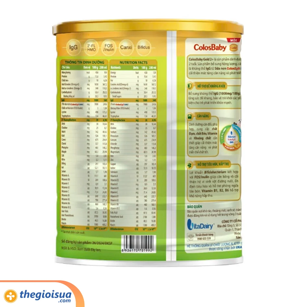 Sữa bột dinh dưỡng công thức ColosBaby Gold 2+ 800g