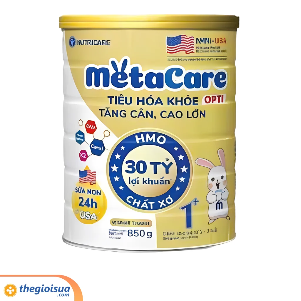Sữa bột Metacare Opti 1+ 850g cho bé 1-2 tuổi (Vàng)