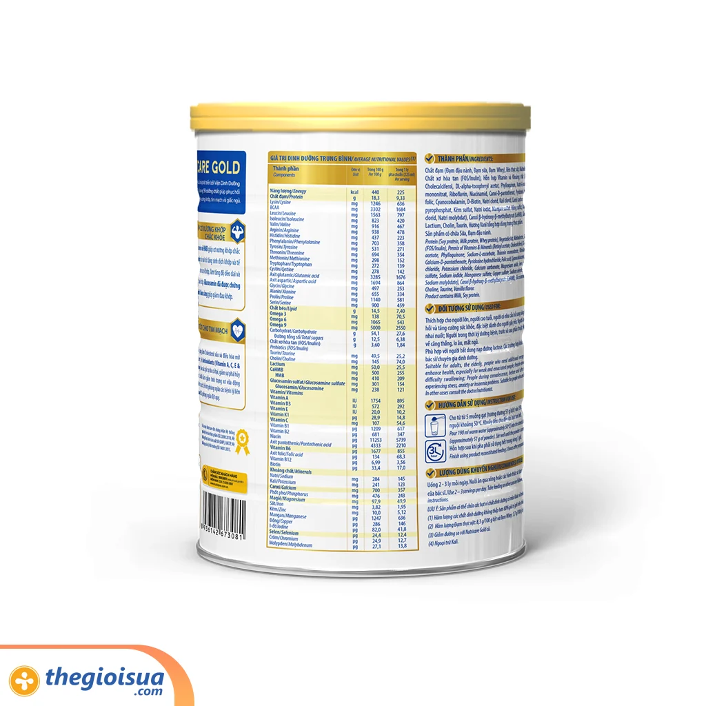 Sữa bột người lớn Nutricare Gold 850 Gram