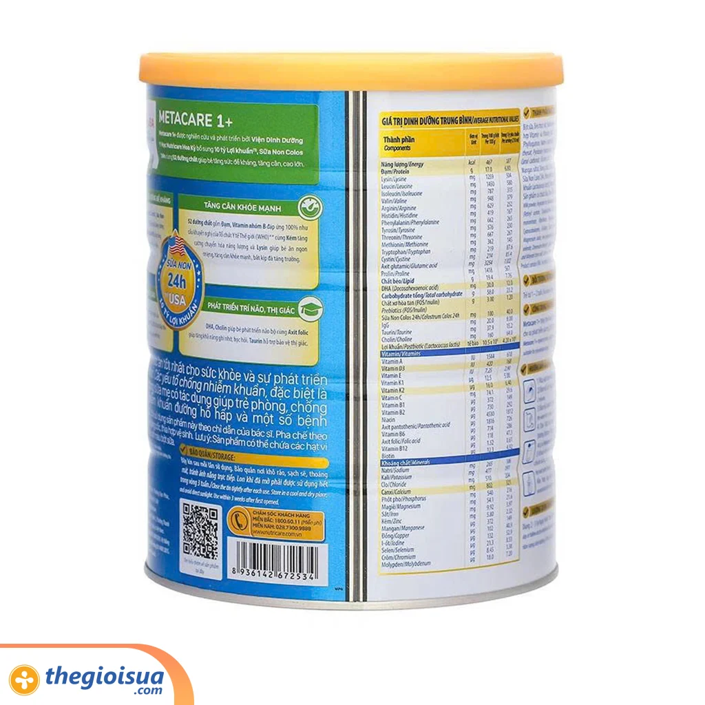 Sữa bột Nutricare Metacare 1+ 850g (Xanh) từ 1-2 tuổi