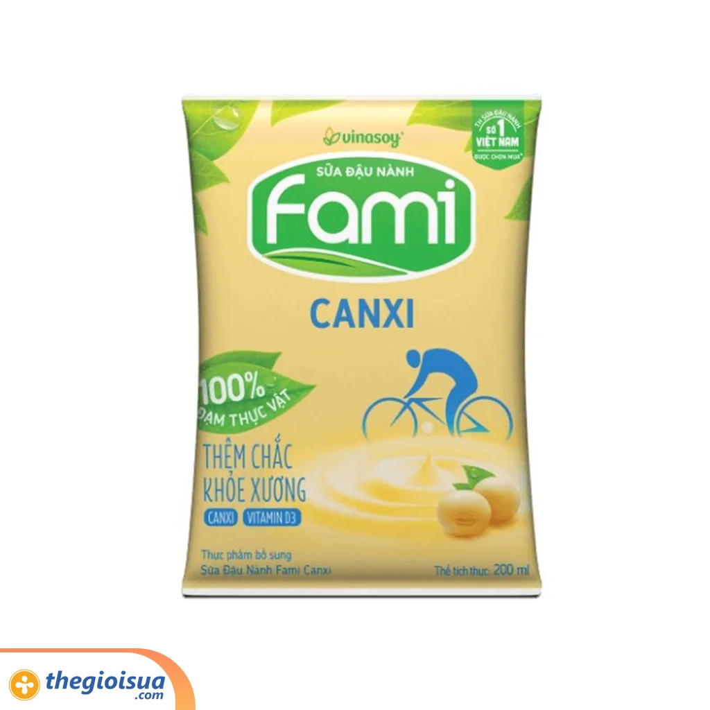 Sữa đậu nành Fami Canxi có đường túi 200ml - thùng 40 túi