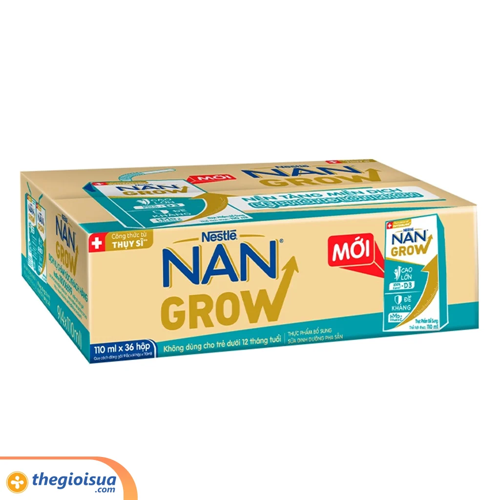 Sữa dinh dưỡng pha sẵn Nan Grow 110ml (thùng 9 lốc, lốc 4 hộp)