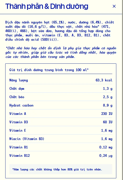 Sữa hạt đậu nành đậu đỏ Vinamilk hộp 180ml