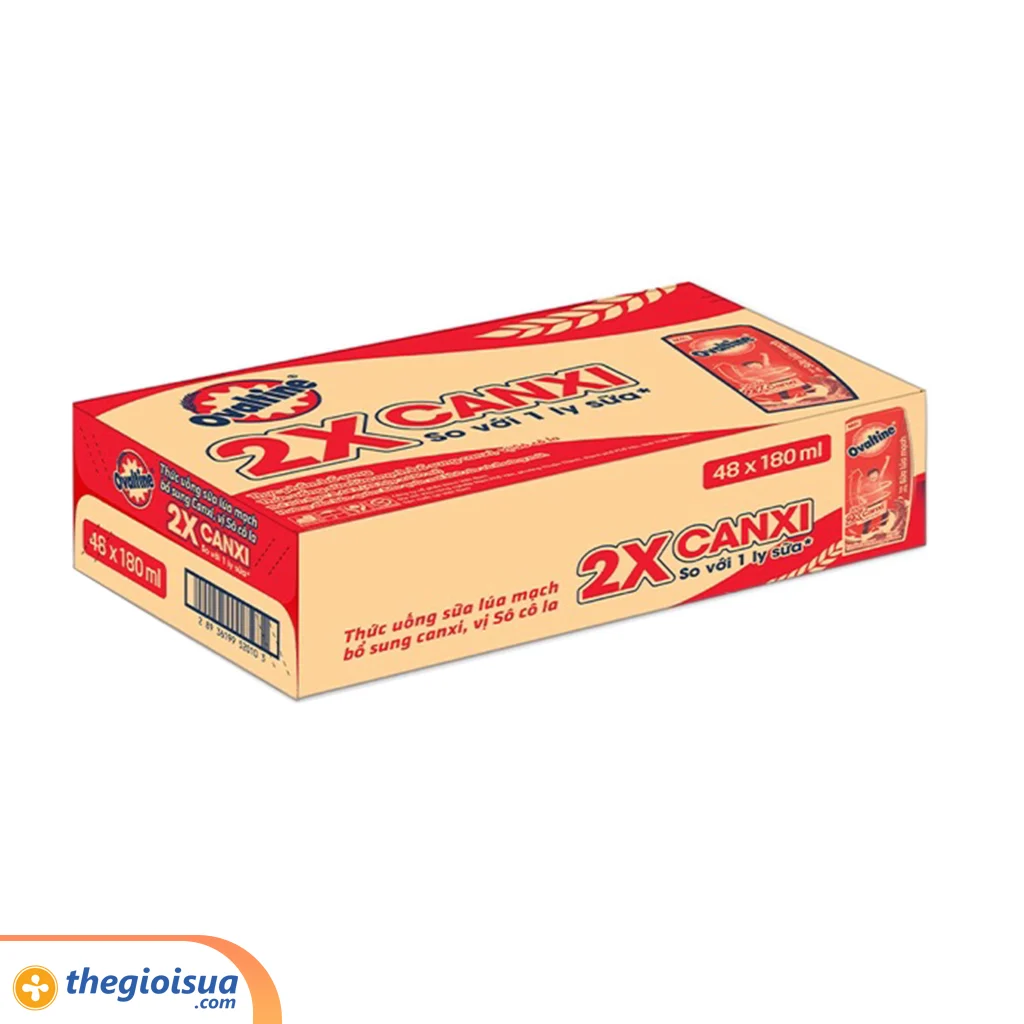 Sữa Ovaltine lúa mạch x2 Canxi Socola 180ml