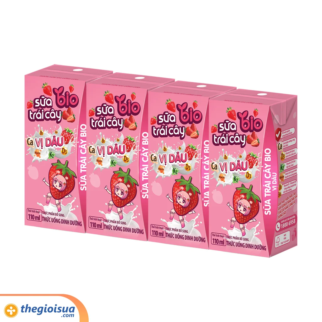 Sữa trái cây Bio vị Dâu 110ml