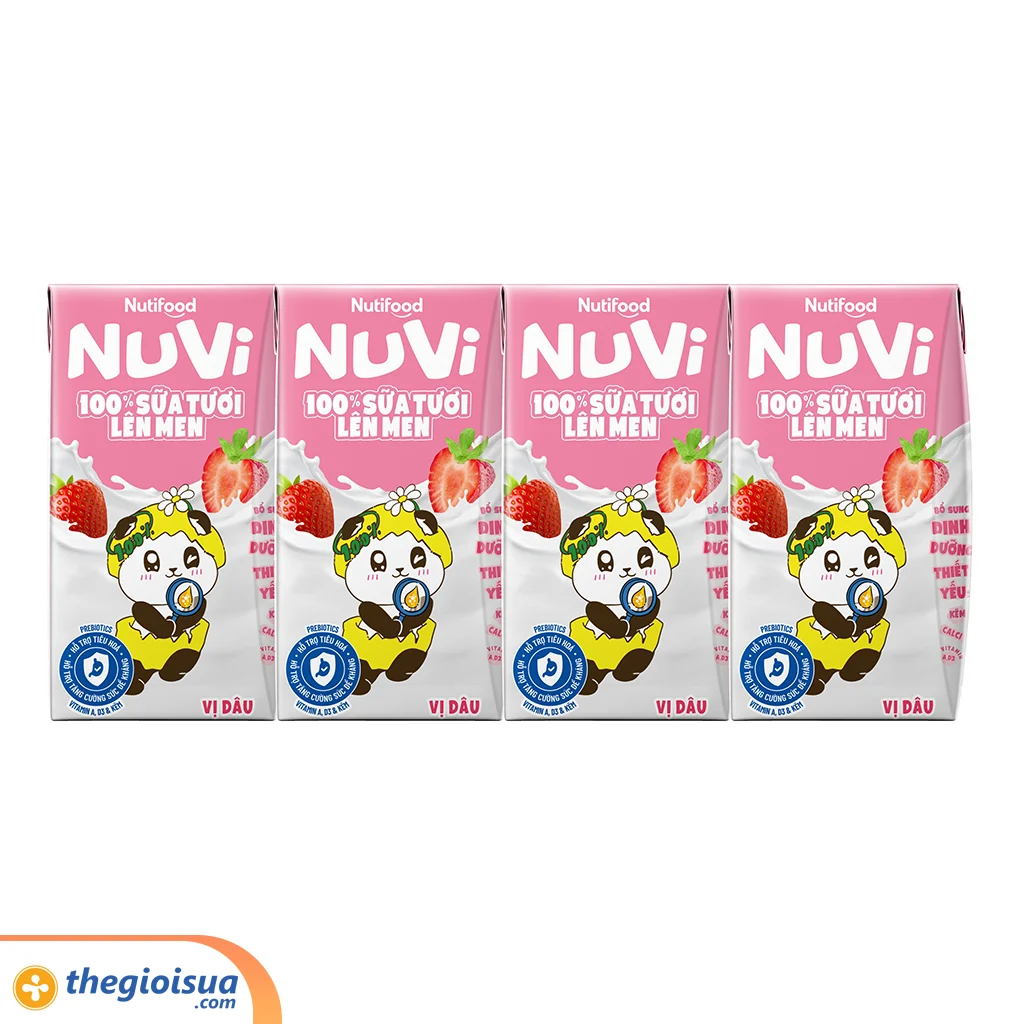 Sữa Tươi Lên Men Tiệt Trùng NUVI Vị Dâu 4x100ml