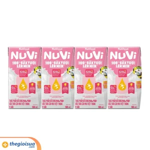 Sữa Tươi Lên Men Tiệt Trùng NUVI Vị Dâu 4x100ml
