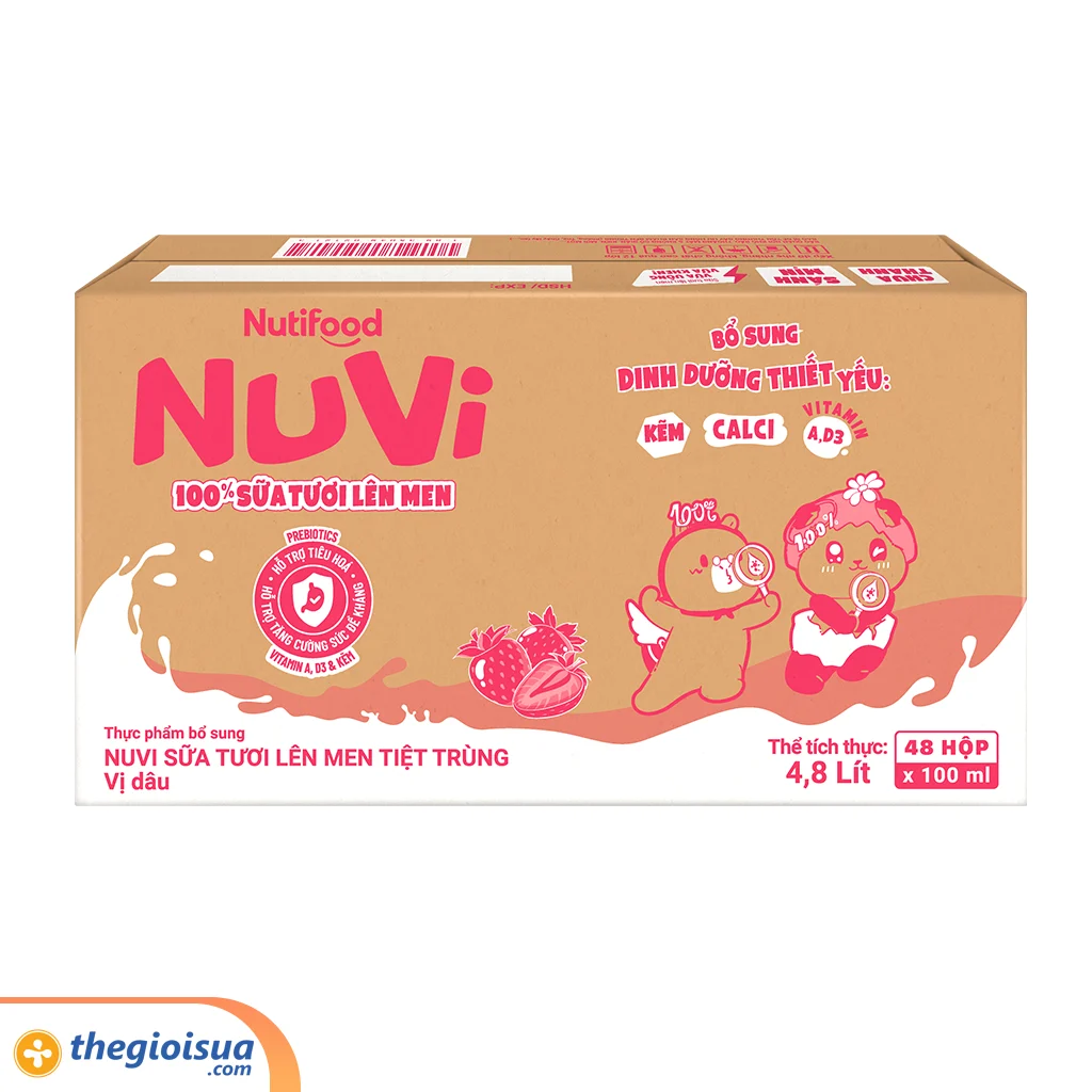 Sữa Tươi Lên Men Tiệt Trùng NUVI Vị Dâu 4x100ml