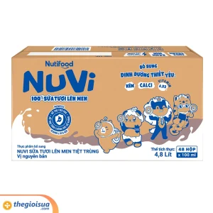 Sữa Tươi Lên Men Tiệt Trùng NUVI Vị Nguyên Bản 4x100ml