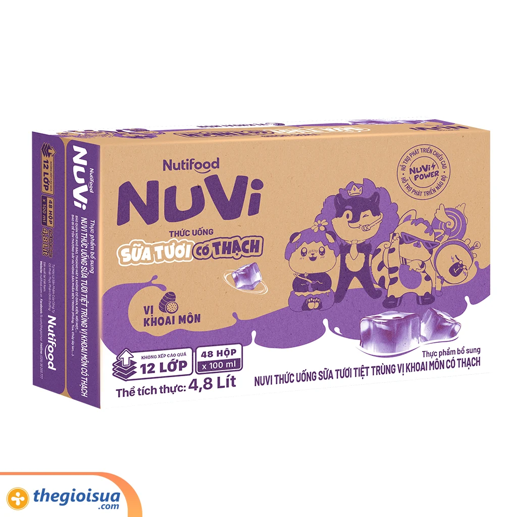 Sữa tươi NUVI có thạch vị khoai môn hộp 100ml