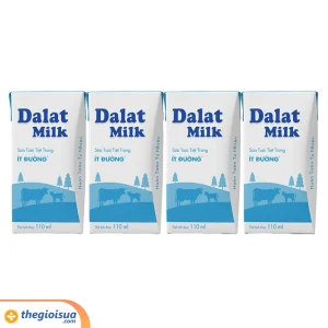 Sữa tươi tiệt trùng ít đường Dalatmilk 4x110ml