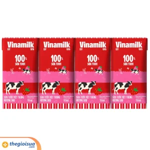 Sữa tươi tiệt trùng Vinamilk 100% Hương Dâu 110ml