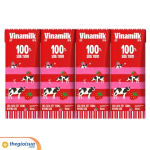 Sữa tươi tiệt trùng Vinamilk 100% Hương Dâu 180ml