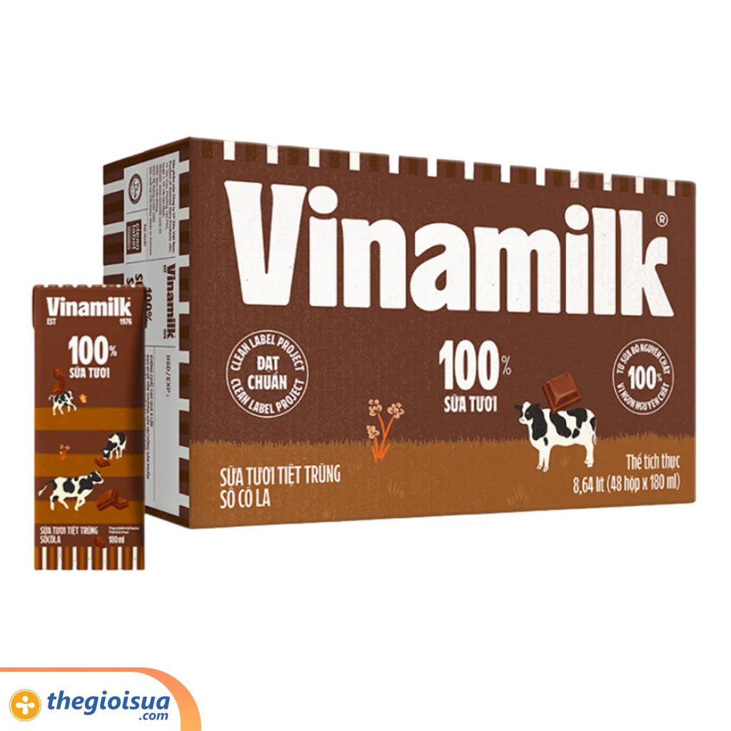 Sữa tươi tiệt trùng Vinamilk 100% Socola lốc 4x180ml