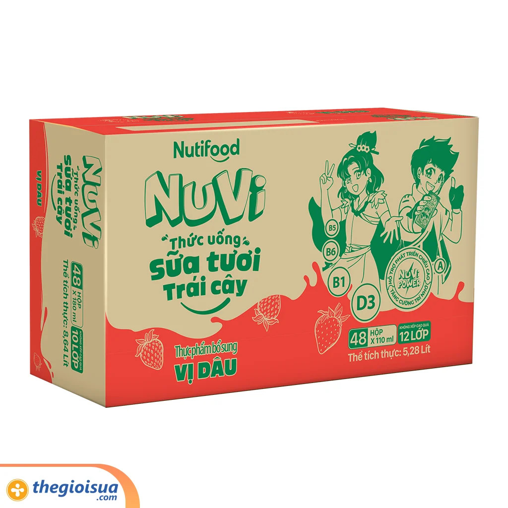 Sữa Tươi Trái Cây Nuvi Dâu hộp 110ml