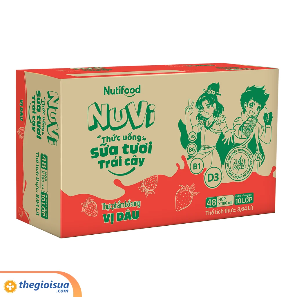 Sữa Tươi Trái Cây Nuvi Dâu hộp 180ml