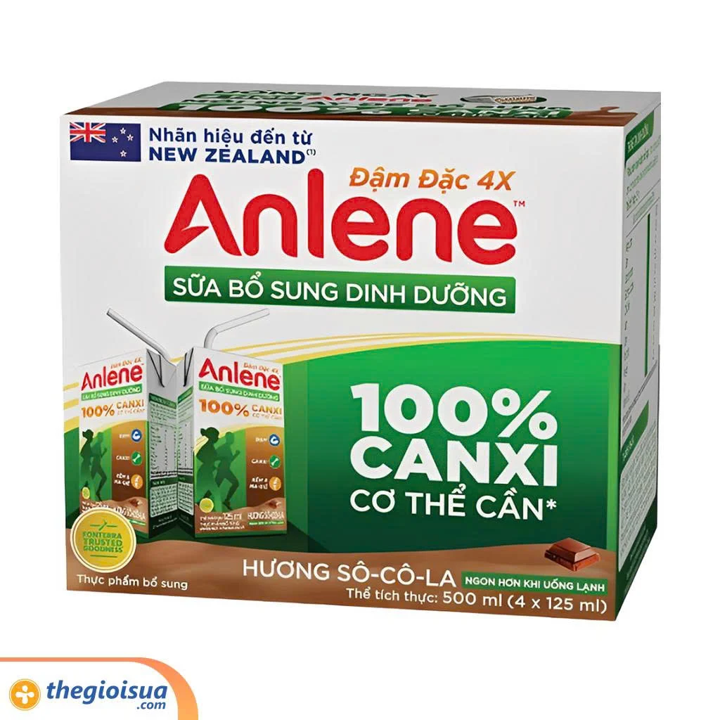 Sữa uống Anlene Đậm đặc 4X hương Socola 4Hx110ml