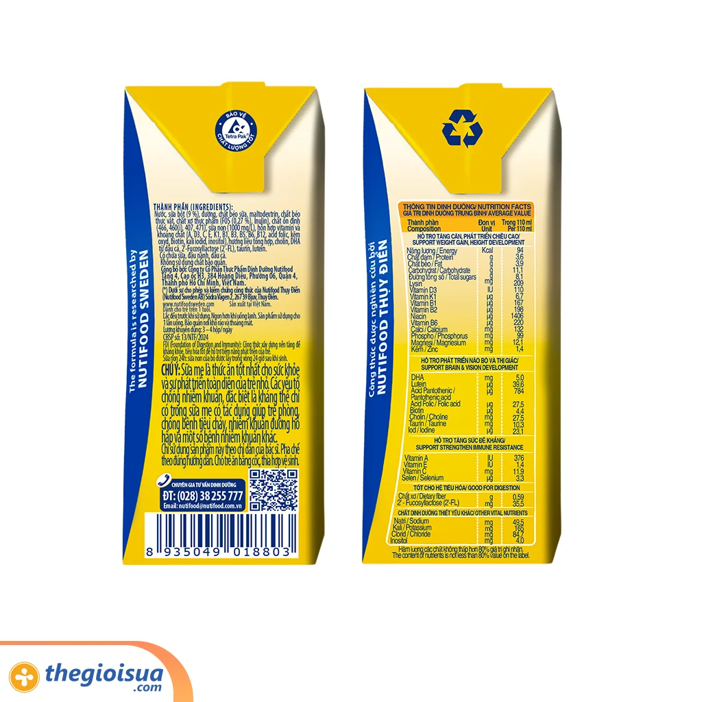 Sữa uống dinh dưỡng Growplus+ vàng sữa non 1+ 110ML (1-2 tuổi)