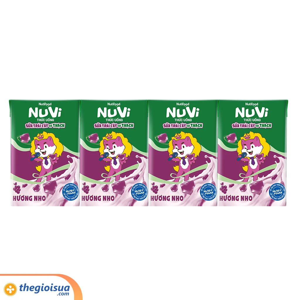 Sữa uống trái cây Nuvi Nho có thạch hộp 100ml