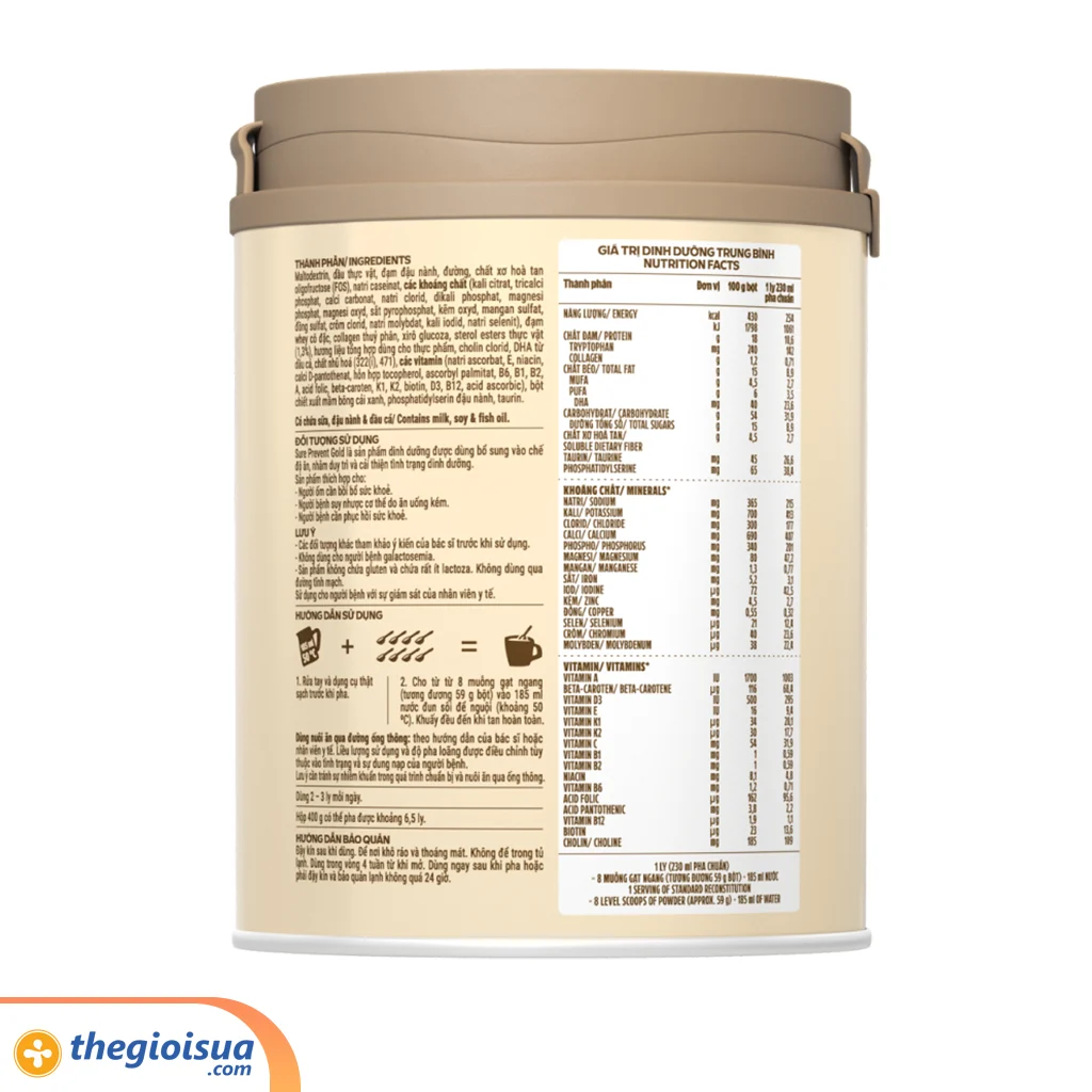 Sữa bột Vinamilk Sure Prevent Gold 400g hộp thiếc