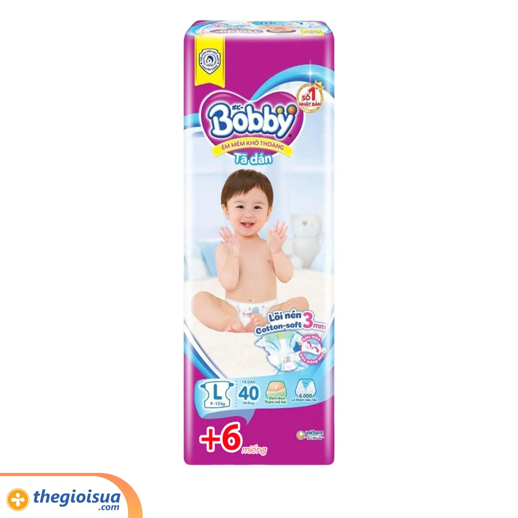 Tã dán Bobby Siêu Thấm L40 miếng