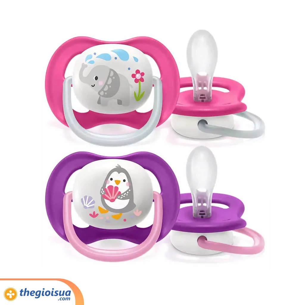 Ty ngậm Philips Avent thông khí Lime 6-18 tháng hồng/tím-SCF080.08 (vỉ 2c)