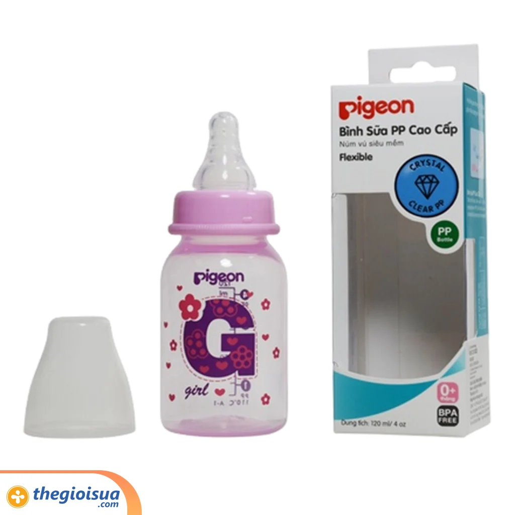 Bình sữa Pigeon PP cao cấp Hồng 120ml