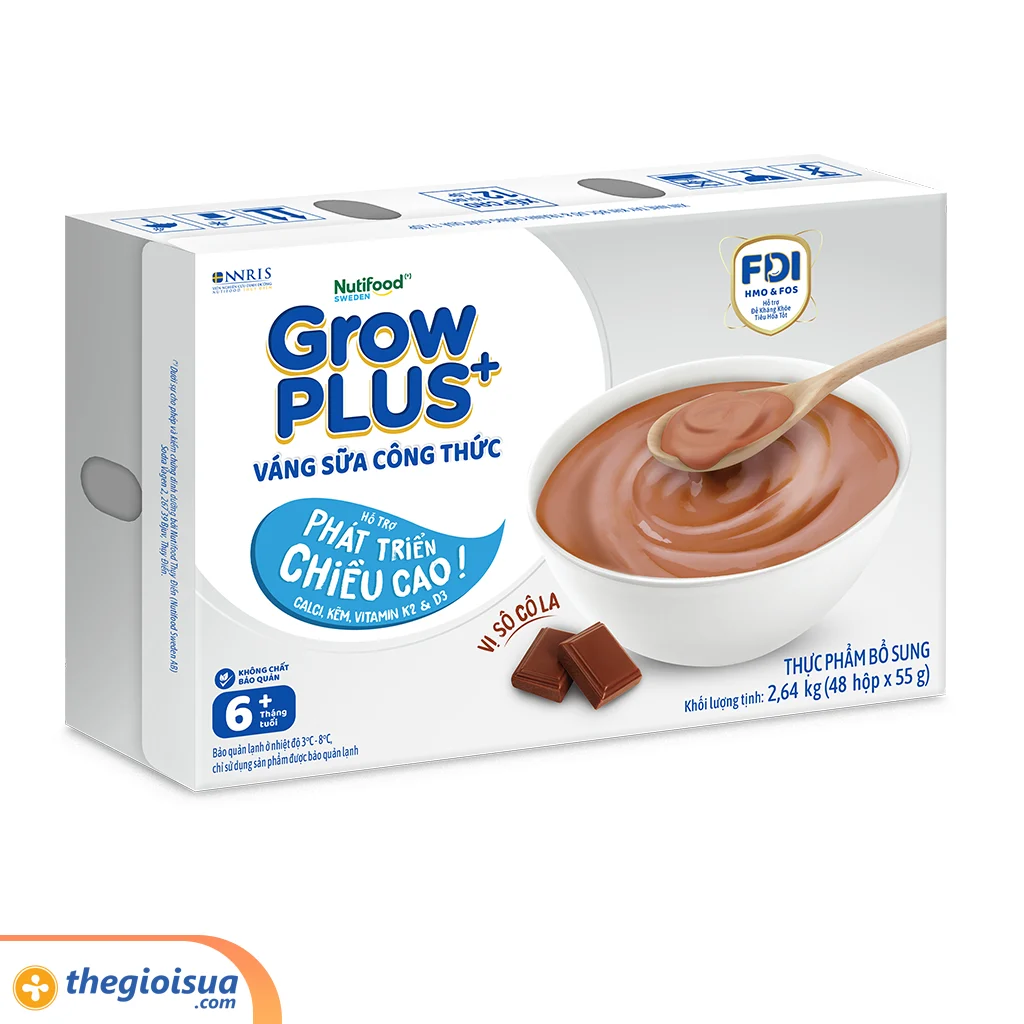 Váng sữa công thức sữa non GrowPLus+ vị Socola ( Bạc) Lốc 4x55g