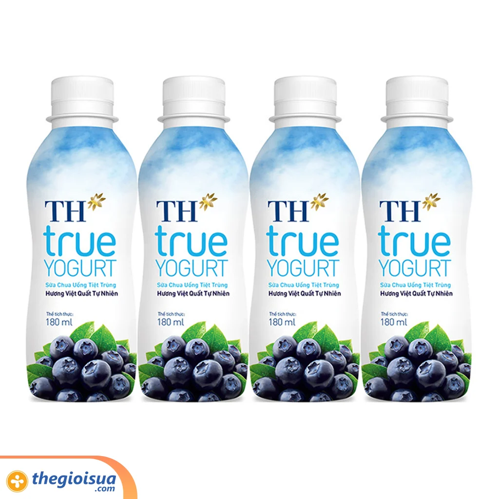 Sữa chua uống tiệt trùng TH Việt quất 180ml (Lốc 4 chai)