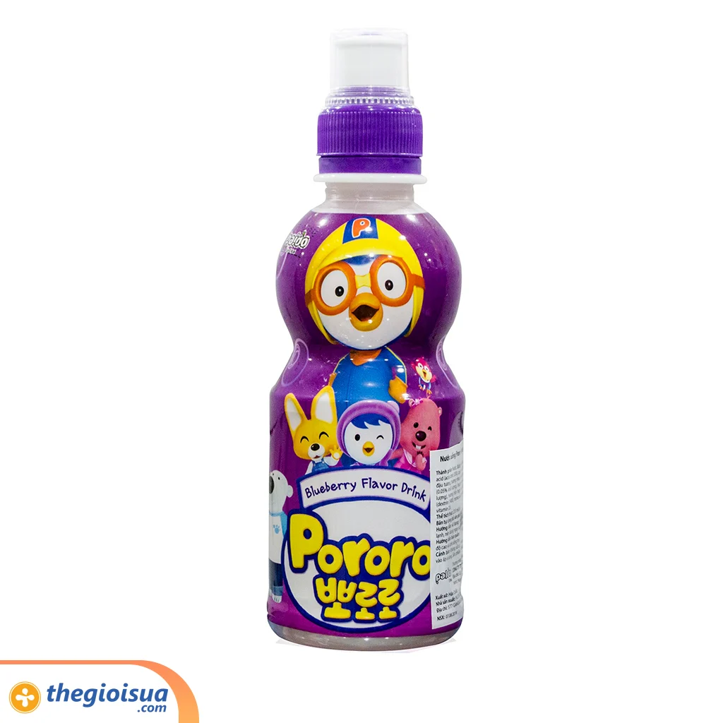Nước uống Pororo hương vị việt quất 235ml, thùng 24 chai - cho bé trên 3 tuổi