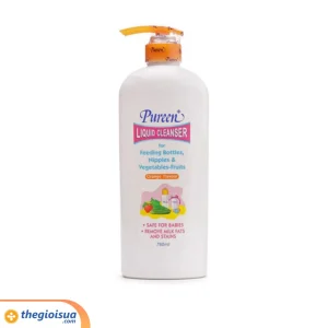 Nước rửa bình, núm vú, rau quả Pureen Cam 750ml