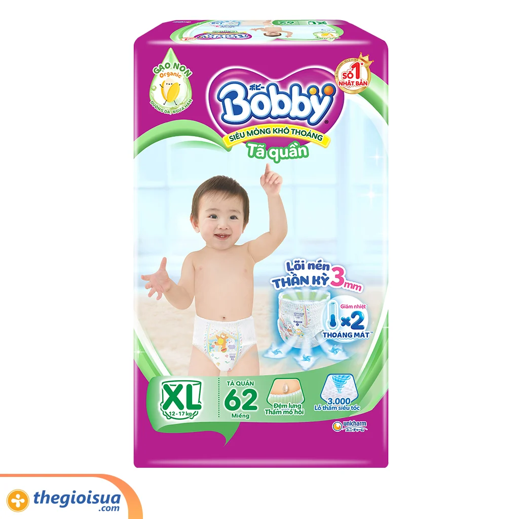 Tã quần Bobby size XL 62 miếng